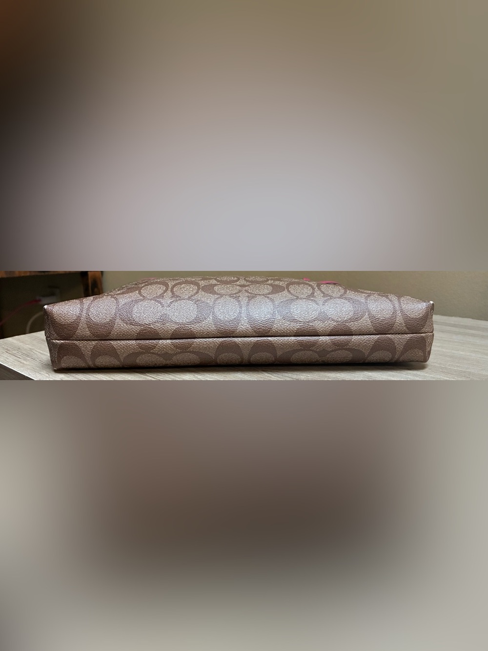 Coach Signature File Bag - Brown/Tan/Raspberry 10x12.5 - Picture 10 of 12
